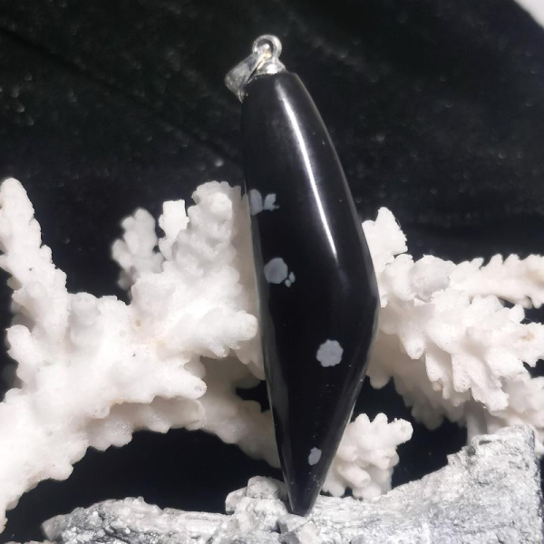 Schneeflocken Obsidian Anhänger